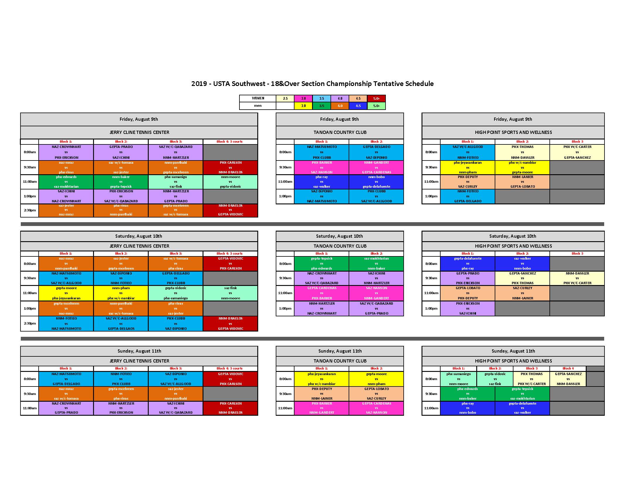 18 & Over Section Championship Tournament Information USTA Southwest